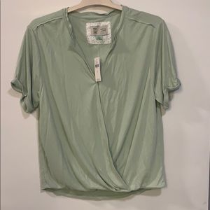 Anthropologie Amy Surplice Top in Mint Size Small